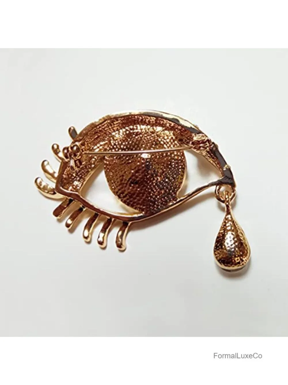 Elegant Rhinestone Sapphire Angel Tears Brooch Pin Women's Gold Plated Corsage